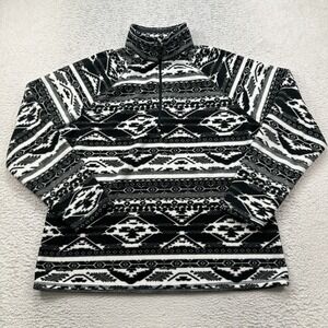 Eddie Bauer Pullover Women's Size XL 1/4 Zip Black Aztec Long Sleeve Jacket